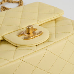 Chanel Mini Square Lambskin Camelia Crush Light Yellow Microchip