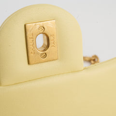 Chanel Mini Square Lambskin Camelia Crush Light Yellow Microchip