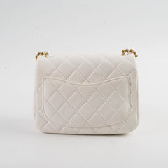 Chanel Mini Square Lambskin Pearl Crush White Series 30
