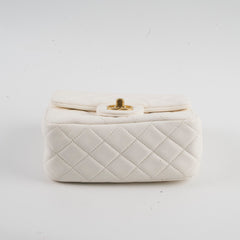 Chanel Mini Square Lambskin Pearl Crush White Series 30
