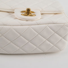 Chanel Mini Square Lambskin Pearl Crush White Series 30