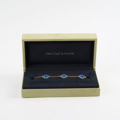 Van Cleef & Arpels Vintage 5 Motifs Alhambra Bracelet Blue Agate