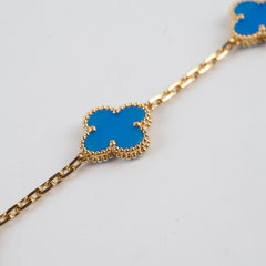 Van Cleef & Arpels Vintage 5 Motifs Alhambra Bracelet Blue Agate