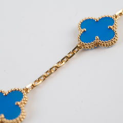 Van Cleef & Arpels Vintage 5 Motifs Alhambra Bracelet Blue Agate