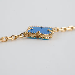 Van Cleef & Arpels Vintage 5 Motifs Alhambra Bracelet Blue Agate