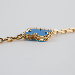 Van Cleef & Arpels Vintage 5 Motifs Alhambra Bracelet Blue Agate