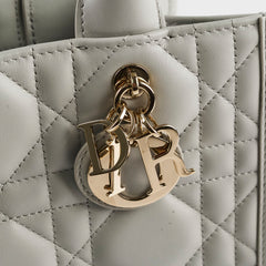 Christian Dior Small Leather Book Tote Grey