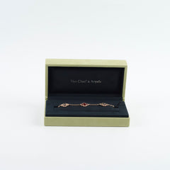 Van Cleef & Arpels Vintage Alhambra 5 Motifs Guilloche Carnelian Bracelet 2024