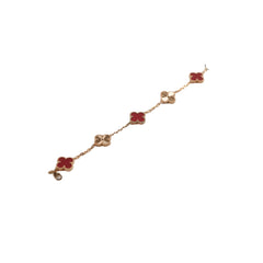 Van Cleef & Arpels Vintage Alhambra 5 Motifs Guilloche Carnelian Bracelet 2024