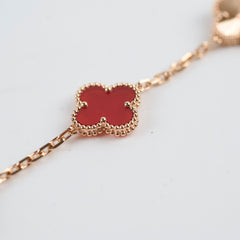 Van Cleef & Arpels Vintage Alhambra 5 Motifs Guilloche Carnelian Bracelet 2024