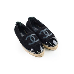 Chanel Espadrilles Patent/Tweed Black Size 36