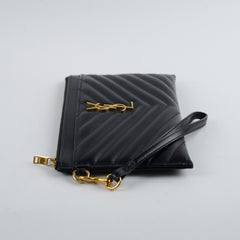 Saint Laurent Leather Clutch Black