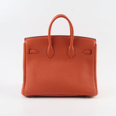 Hermes Birkin 25 PHW Togo Terre Battue/Rouge Duchesse Y Stamp