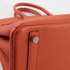 Hermes Birkin 25 PHW Togo Terre Battue/Rouge Duchesse Y Stamp