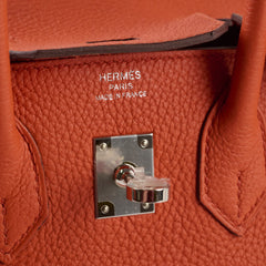 Hermes Birkin 25 PHW Togo Terre Battue/Rouge Duchesse Y Stamp