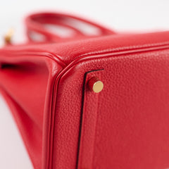 Hermes Birkin 25 Rouge De Coeur C Stamp