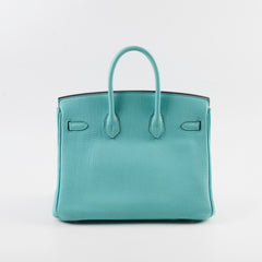 Hermes Birkin 25 GHW Togo Bleu Atoll T Stamp