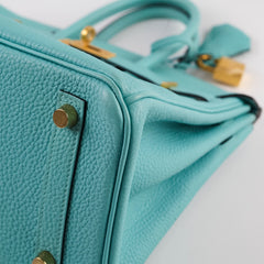 Hermes Birkin 25 GHW Togo Bleu Atoll T Stamp