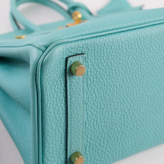 Hermes Birkin 25 GHW Togo Bleu Atoll T Stamp