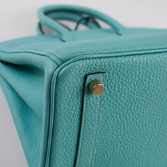 Hermes Birkin 25 GHW Togo Bleu Atoll T Stamp