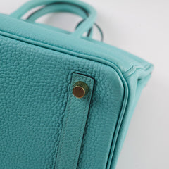 Hermes Birkin 25 GHW Togo Bleu Atoll T Stamp