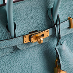 Hermes Birkin 25 GHW Togo Bleu Atoll T Stamp