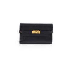 Hermes Kelly Medium Epsom Wallet Noir - D Stamp