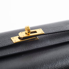 Hermes Kelly Medium Epsom Wallet Noir - D Stamp
