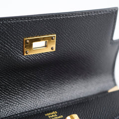Hermes Kelly Medium Epsom Wallet Noir - D Stamp