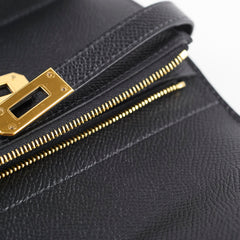 Hermes Kelly Medium Epsom Wallet Noir - D Stamp