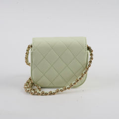 Chanel Caviar Mini Clutch With Chain Mint Green - Series 31