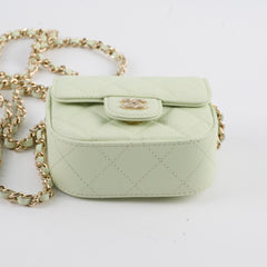 Chanel Caviar Mini Clutch With Chain Mint Green - Series 31