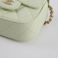 Chanel Caviar Mini Clutch With Chain Mint Green - Series 31