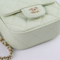 Chanel Caviar Mini Clutch With Chain Mint Green - Series 31