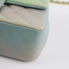 Chanel Mini Rectangular LambskinTop Handle Ombre Green - Microchip