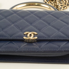 Deal of The Week - Chanel Wallet on Chain WOC with Top Handle Blue Microchipped