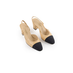 Chanel Pumps Slingbacks Beige Size 37.5