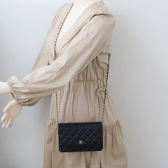 Chanel Wallet On Chain WOC Lambskin Black GHW