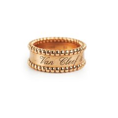 Van Cleef & Arpels Yellow Gold Perlée Signature Ring 53