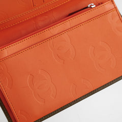 Chanel Lambskin Python Quilted Long Wallet Khaki