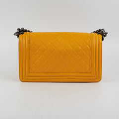 Chanel Old Medium Boy Bag Lambskin Yellow