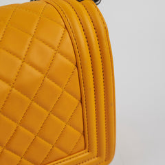 Chanel Old Medium Boy Bag Lambskin Yellow