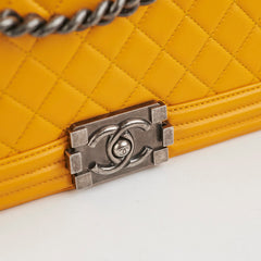 Chanel Old Medium Boy Bag Lambskin Yellow
