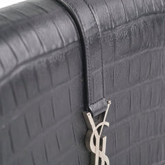 Saint Laurent Black Croc Embossed Crossbody