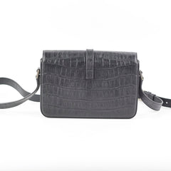 Saint Laurent Black Croc Embossed Crossbody