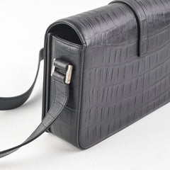 Saint Laurent Black Croc Embossed Crossbody