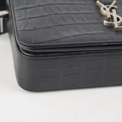 Saint Laurent Black Croc Embossed Crossbody