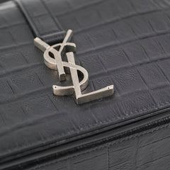 Saint Laurent Black Croc Embossed Crossbody