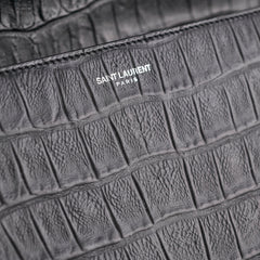 Saint Laurent Black Croc Embossed Crossbody