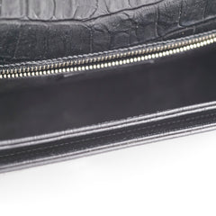 Saint Laurent Black Croc Embossed Crossbody